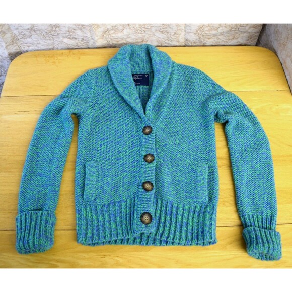 Y2K American Eagle '09 Academia Shawl Collar Cardigan Sz Small Wool/Cashmere EUC - Picture 1 of 6